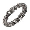 bracelet viking en titane massif argenté et gravure noir