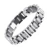 gourmette large acier & zircons