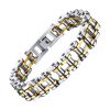 Gourmette Homme Acier Chaine Moto Couleur Argent & Or