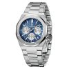 montre acier automatique chronos homme cadran bleu
