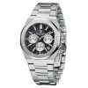 montre acier automatique chronos homme cadran noir
