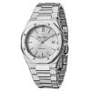 montre acier automatique homme cadran blanc argent