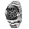 montre acier chrono sport lunette noire cadran noir homme