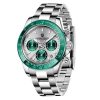 montre acier chrono sport lunette verte cadran gris homme