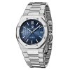 montre automatique homme acier cadran bleu