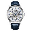 montre squelette automatique index bleu bracelet cuir bleu