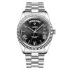 montre automatique luxe double date lunette guilloché cadran noir