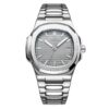 Montre Homme Quartz Luxe Cadran Gris Argenté Bracelet Acier | Aquarius
