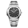 Montre Homme Quartz Luxe Cadran Noir Bracelet Acier | Aquarius