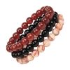 bracelet en perles jaspe agate rouge et onyx triple rang