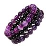 bracelet perles trois rangs en pierres améthyste ,agate violette et onyx noir