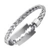 bracelet lame de rasoir argent en acier torsadé