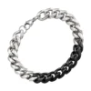 Bracelet homme en titane cubain bicolore, alternance élégante d’argent et de noir ma