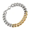 Gourmette cubaine pour homme en titane finition argent et or, design massif et moderne