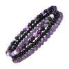 triples bracelets pierres d'améthyste et onyx noir