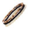 Bracelets Pierres Naturelles Beiges & Onyx Triple Rang | Bracelets Tendances