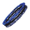 bracelets pierres lapis-lazuli bleu et onyx noir triple rangs