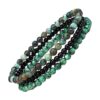 Bracelets Pierres Malachites & Onyx Noir Triple Rang | Bracelets Tendances