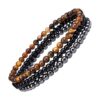 bracelets pierres en œil-de-tigre hématite et onyx triple rangs