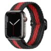 bracelet de montre Apple anthracite et rouge en nylon tissé ajustable