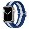 bracelet de montre Apple bleu et blanc en nylon tissé ajustable