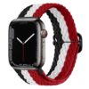 bracelet de montre Apple noir blanc rouge en nylon tissé ajustable