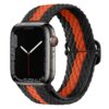 bracelet de montre Apple orange et anthracite en nylon tissé ajustable