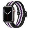 bracelet Apple Watch tricolore violet blanc noir en nylon tissé ajustable