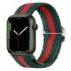 bracelet de montre Apple vert et rouge en nylon tissé ajustable