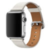 bracelet en cuir blanc Apple Watch fermoir acier argenté