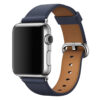 bracelet en cuir bleu marine Apple Watch fermoir acier argenté