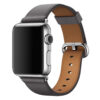 bracelet en cuir gris Apple Watch fermoir acier argenté