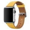 bracelet en cuir jaune Apple Watch fermoir acier argenté