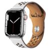 bracelet en cuir perforé blanc ajustable pour Apple Watch
