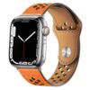 bracelet en cuir perforé orange ajustable pour Apple Watch