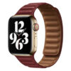 bracelet magnétique en cuir bordeaux pour Apple Watch