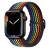 bracelet nylon arc-en-ciel tressé réglable pour Apple Watch