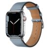 bracelet Apple Watch glacier en cuir et fermoir acier argenté