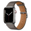 bracelet Apple Watch orange en cuir et fermoir acier argenté