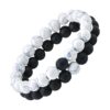 Bracelet en perles double rang pierres blanches et volcanique
