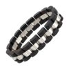 Bracelet Bois Noir Maillons Rouleaux & Acier Argent Bracelets Tendances