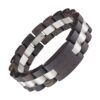 Bracelet Bois Noir Large Ligne Centrale Acier Bracelets Tendances