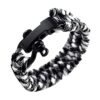 bracelet de survie para corde blanc et noir fermoir noir