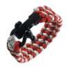 bracelet de survie para corde gris rouge fermoir noir