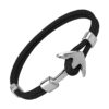 un bracelet ancre argent sur cordon noir