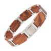 Bracelet Homme Bois Beige Maillon Acier Argent Bracelets Tendances