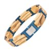 Bracelet Homme Bois Clair Maillon Acier Bleu Bracelets Tendances