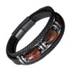 bracelet cuir noir et pierres agates