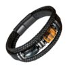 bracelet cuir noir et pierres semi-précieuses