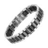 Bracelet Homme Magnétique Ceramique Noir Acier Argent Aimants Bracelets tendances.fr